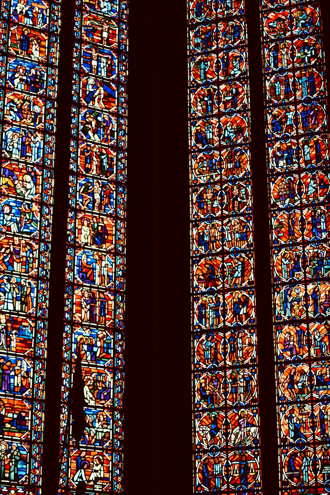 The Blue Virgin stained glass window at Chartres Cathedral