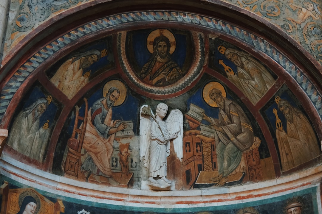 Early Christian fresco in the Roman catacombs showing biblical narratives